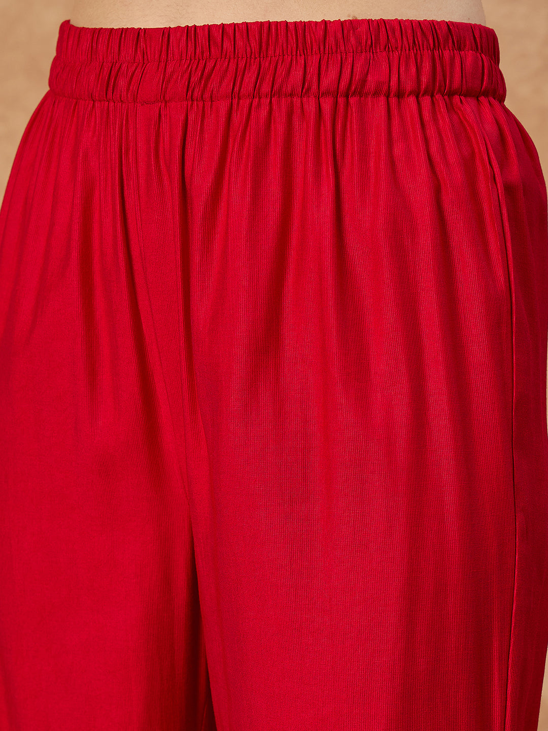 Women’s  Red Sleeveless Top with Flared Pants Co-ord Set