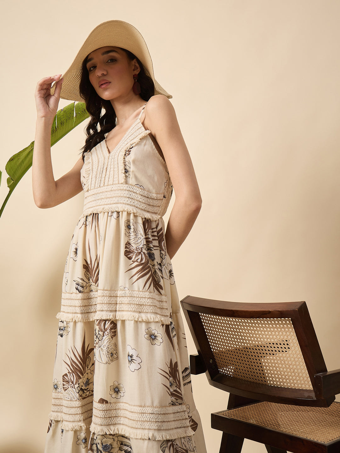 floral printed  tiered spaghetti dress with laces