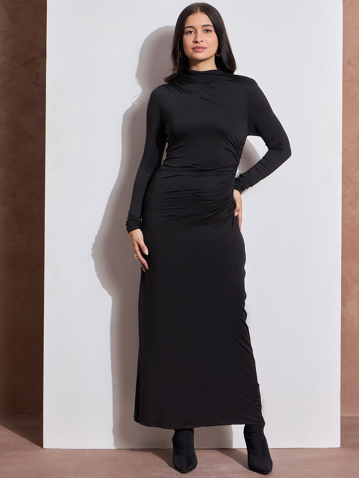 Long Sleeve High Neck Bodycon Dress