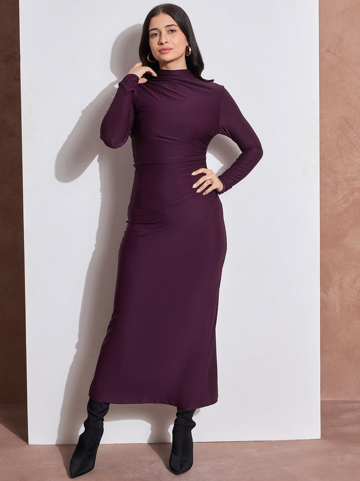 Long Sleeve High Neck Bodycon Dress