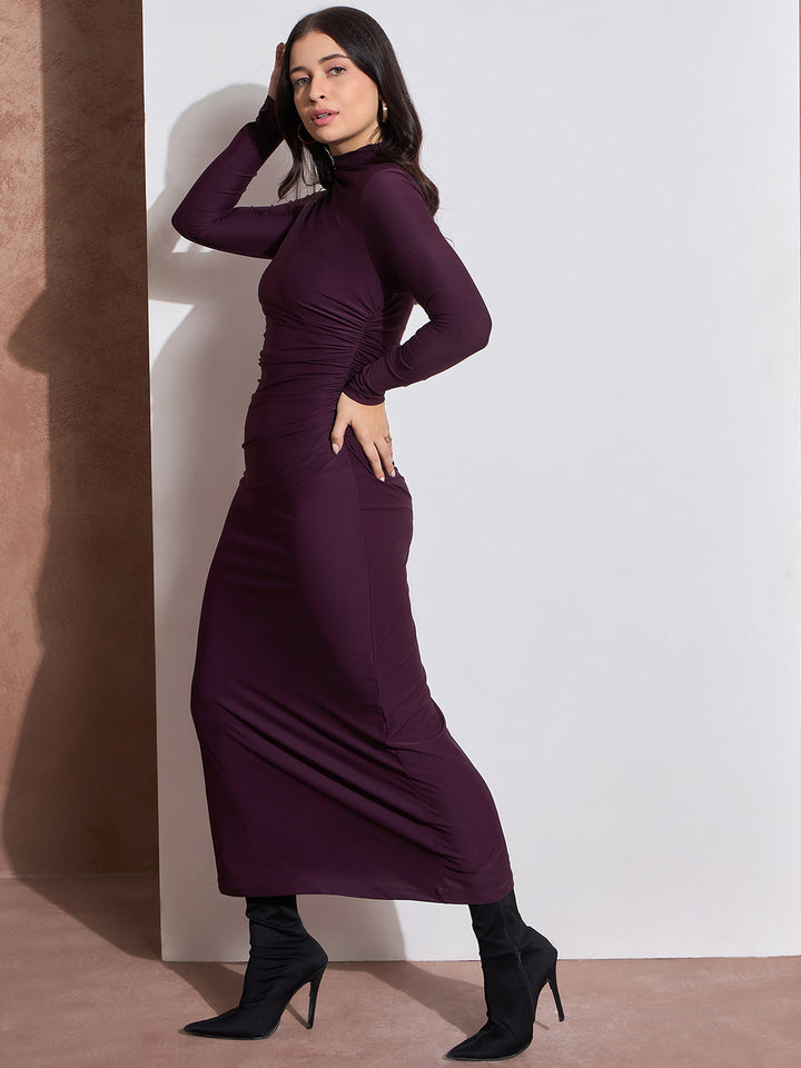 Long Sleeve High Neck Bodycon Dress